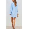 imageCHARTOU Women Loose Fit Dress Shirt Button Down Collared V Neck Tunic Blouse TopsBlue