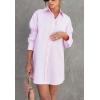 imageCHARTOU Women Loose Fit Dress Shirt Button Down Collared V Neck Tunic Blouse TopsPink