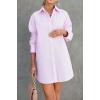 imageCHARTOU Women Loose Fit Dress Shirt Button Down Collared V Neck Tunic Blouse TopsPink