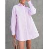 imageCHARTOU Women Loose Fit Dress Shirt Button Down Collared V Neck Tunic Blouse TopsPink