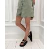 imageCHARTOU Women Oversized Button Front Denim Romper Short Sleeve Utility Jean Overall Shorts with PocketsGreen