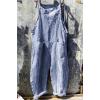 imageCHARTOU Women Oversized Summer Casual Stripes Cargo Jumpsuit Wide Leg Bib Overall Striped Linen Pants Dungarees PocketBlue Stripe