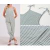 imageCHARTOU Women Oversized Summer Casual Stripes Cargo Jumpsuit Wide Leg Bib Overall Striped Linen Pants Dungarees PocketGreen Stripe