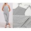 imageCHARTOU Women Oversized Summer Casual Stripes Cargo Jumpsuit Wide Leg Bib Overall Striped Linen Pants Dungarees PocketGrey Stripe