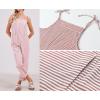 imageCHARTOU Women Oversized Summer Casual Stripes Cargo Jumpsuit Wide Leg Bib Overall Striped Linen Pants Dungarees PocketRed Stripe