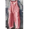 imageCHARTOU Women Oversized Summer Casual Stripes Cargo Jumpsuit Wide Leg Bib Overall Striped Linen Pants Dungarees PocketRed Stripe