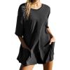 imageCHARTOU Women Oversized T Shirt Romper Short Sleeve Jumpsuit Overall Athletic Workout Modest Mini Tee RomperBlack