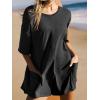 imageCHARTOU Women Oversized T Shirt Romper Short Sleeve Jumpsuit Overall Athletic Workout Modest Mini Tee RomperBlack