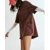 imageCHARTOU Women Oversized T Shirt Romper Short Sleeve Jumpsuit Overall Athletic Workout Modest Mini Tee RomperDark Brown