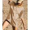 imageCHARTOU Women Oversized T Shirt Romper Short Sleeve Jumpsuit Overall Athletic Workout Modest Mini Tee RomperKhaki