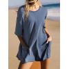 imageCHARTOU Women Oversized T Shirt Romper Short Sleeve Jumpsuit Overall Athletic Workout Modest Mini Tee RomperPeacock Blue