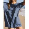 imageCHARTOU Women Oversized T Shirt Romper Short Sleeve Jumpsuit Overall Athletic Workout Modest Mini Tee RomperPeacock Blue