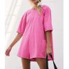 imageCHARTOU Women Oversized T Shirt Romper Short Sleeve Jumpsuit Overall Athletic Workout Modest Mini Tee RomperPink