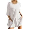 imageCHARTOU Women Oversized T Shirt Romper Short Sleeve Jumpsuit Overall Athletic Workout Modest Mini Tee RomperWhite