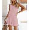 imageCHARTOU Women Shorts Overall Front Button Cotton Linen Summer Wide Leg Shorts RomperPink