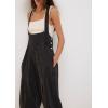 imageCHARTOU Women Sleeveless Denim Overalls Casual Pleated Jean Jumpsuits Baggy Jeans Harem Pants with PocketsBlack
