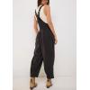 imageCHARTOU Women Sleeveless Denim Overalls Casual Pleated Jean Jumpsuits Baggy Jeans Harem Pants with PocketsBlack