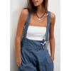 imageCHARTOU Women Sleeveless Denim Overalls Casual Pleated Jean Jumpsuits Baggy Jeans Harem Pants with PocketsBlue