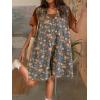 imageCHARTOU Women Sleeveless Floral Denim Romper Ruffle Button Jean Overall Summer Wide Leg Shorts JumpsuitFloral