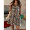 imageCHARTOU Women Sleeveless Floral Denim Romper Ruffle Button Jean Overall Summer Wide Leg Shorts JumpsuitFloral