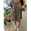 imageCHARTOU Women Sleeveless Floral Denim Romper Ruffle Button Jean Overall Summer Wide Leg Shorts JumpsuitFloral