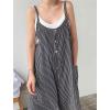 imageCHARTOU Women Summer Baggy Striped Jumpsuit Sleeveless Wide Leg Pants Romper OutfitsBlack