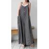 imageCHARTOU Women Summer Baggy Striped Jumpsuit Sleeveless Wide Leg Pants Romper OutfitsBlack