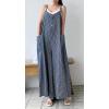 imageCHARTOU Women Summer Baggy Striped Jumpsuit Sleeveless Wide Leg Pants Romper OutfitsBlue