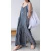 imageCHARTOU Women Summer Baggy Striped Jumpsuit Sleeveless Wide Leg Pants Romper OutfitsBlue