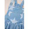 imageCHARTOU Women Summer Bib Denim Short Overalls Star Printed RollUp Wide Leg Pleated Jean Romper JumpsuitBlue