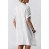 imageCHARTOU Women Summer Cotton Linen Button Down Shirt Dress Gauze Short Sleeve Shift Dress Seersucker Flowy Cover Ups PocketsWhite