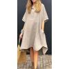 imageCHARTOU Women Summer Cotton Linen Dress with Pockets Half Sleeve Causal Loose Fit Tunic Shirt DressApricot