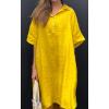 imageCHARTOU Women Summer Cotton Linen Dress with Pockets Half Sleeve Causal Loose Fit Tunic Shirt DressYellow