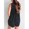 imageCHARTOU Women Summer Denim Overalls Shorts Romper Jean Jumpsuit Sleeveless Shortalls Flowy Ruffle Romper PocketsBlack