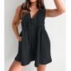imageCHARTOU Women Summer Denim Overalls Shorts Romper Jean Jumpsuit Sleeveless Shortalls Flowy Ruffle Romper PocketsBlack