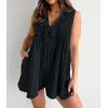 imageCHARTOU Women Summer Denim Overalls Shorts Romper Jean Jumpsuit Sleeveless Shortalls Flowy Ruffle Romper PocketsBlack