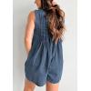 imageCHARTOU Women Summer Denim Overalls Shorts Romper Jean Jumpsuit Sleeveless Shortalls Flowy Ruffle Romper PocketsDark Blue