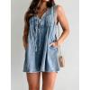 imageCHARTOU Women Summer Denim Overalls Shorts Romper Jean Jumpsuit Sleeveless Shortalls Flowy Ruffle Romper PocketsLight Blue