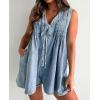 imageCHARTOU Women Summer Denim Overalls Shorts Romper Jean Jumpsuit Sleeveless Shortalls Flowy Ruffle Romper PocketsLight Blue