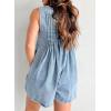 imageCHARTOU Women Summer Denim Overalls Shorts Romper Jean Jumpsuit Sleeveless Shortalls Flowy Ruffle Romper PocketsLight Blue