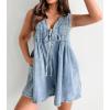 imageCHARTOU Women Summer Denim Overalls Shorts Romper Jean Jumpsuit Sleeveless Shortalls Flowy Ruffle Romper PocketsLight Blue