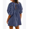imageCHARTOU Women Summer Flowy Short Rompers Oversize Striped Puff Jumpsuit Short Sleeve Dress Romper OverallsDark Blue