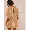 imageCHARTOU Women Summer Flowy Short Rompers Oversize Striped Puff Jumpsuit Short Sleeve Dress Romper OverallsKhaki