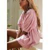imageCHARTOU Women Summer Flowy Short Rompers Oversize Striped Puff Jumpsuit Short Sleeve Dress Romper OverallsPink