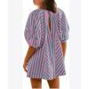 imageCHARTOU Women Summer Flowy Short Rompers Oversize Striped Puff Jumpsuit Short Sleeve Dress Romper OverallsRed Green