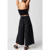 imageCHARTOU Women Wide Leg Back Tie Denim Bib Overall Jumpsuit Y2k Baggy Cropped Cargo Jeans Pants with PocketsBlack