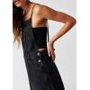 imageCHARTOU Women Wide Leg Back Tie Denim Bib Overall Jumpsuit Y2k Baggy Cropped Cargo Jeans Pants with PocketsBlack