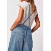 imageCHARTOU Women Wide Leg Back Tie Denim Bib Overall Jumpsuit Y2k Baggy Cropped Cargo Jeans Pants with PocketsBlue