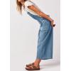 imageCHARTOU Women Wide Leg Back Tie Denim Bib Overall Jumpsuit Y2k Baggy Cropped Cargo Jeans Pants with PocketsBlue
