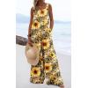 imageCHARTOU Women Wide Leg Jumpsuit Floral Sleeveless Romper Hippie Pants Boho Summer Flowy Jumpsuit Cargo Overall PocketFloral 4